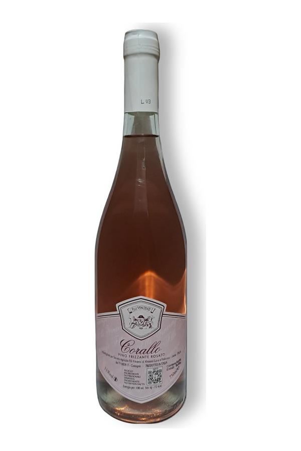 Corallo Rosato Frizzante – Fratelli Vincenzi · vrijstaande fles met transparante achtergrond
