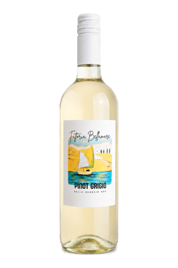 Fattoria Bellamare Pinot Grigio DOC delle Venezie 2025 · vrijstaande fles met transparante achtergrond