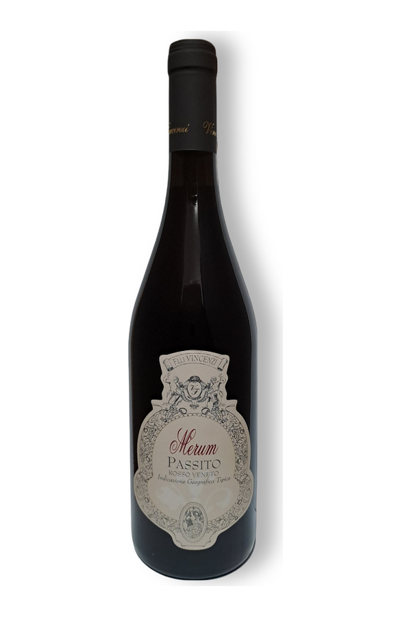 Merum Passito IGT – Fratelli Vincenzi · vrijstaande fles met transparante achtergrond