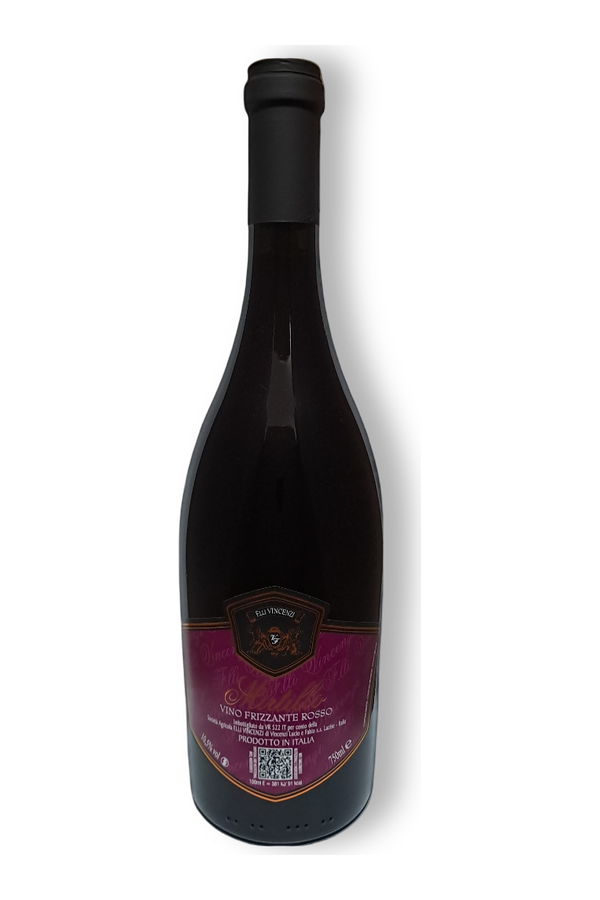 Mirtillo Rosso Frizzante – Fratelli Vincenzi · vrijstaande fles met transparante achtergrond